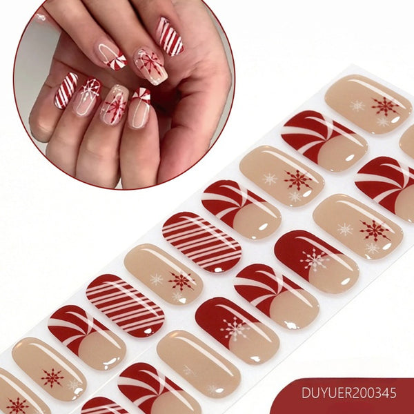 2026 New Christmas Gel Nail Sticker Lighting Harden Semi-Curing Nail Sticker