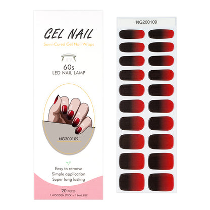 Semicured UV gel nail sticker kit Gradient red black