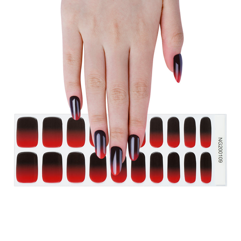 Semicured UV gel nail sticker kit Gradient red black