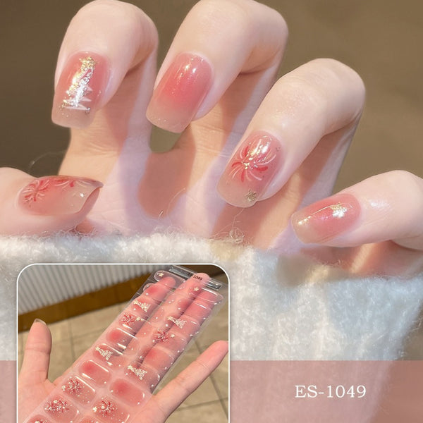 2026 New Christmas Gel Nail Sticker Lighting Harden Semi-Curing Nail Sticker