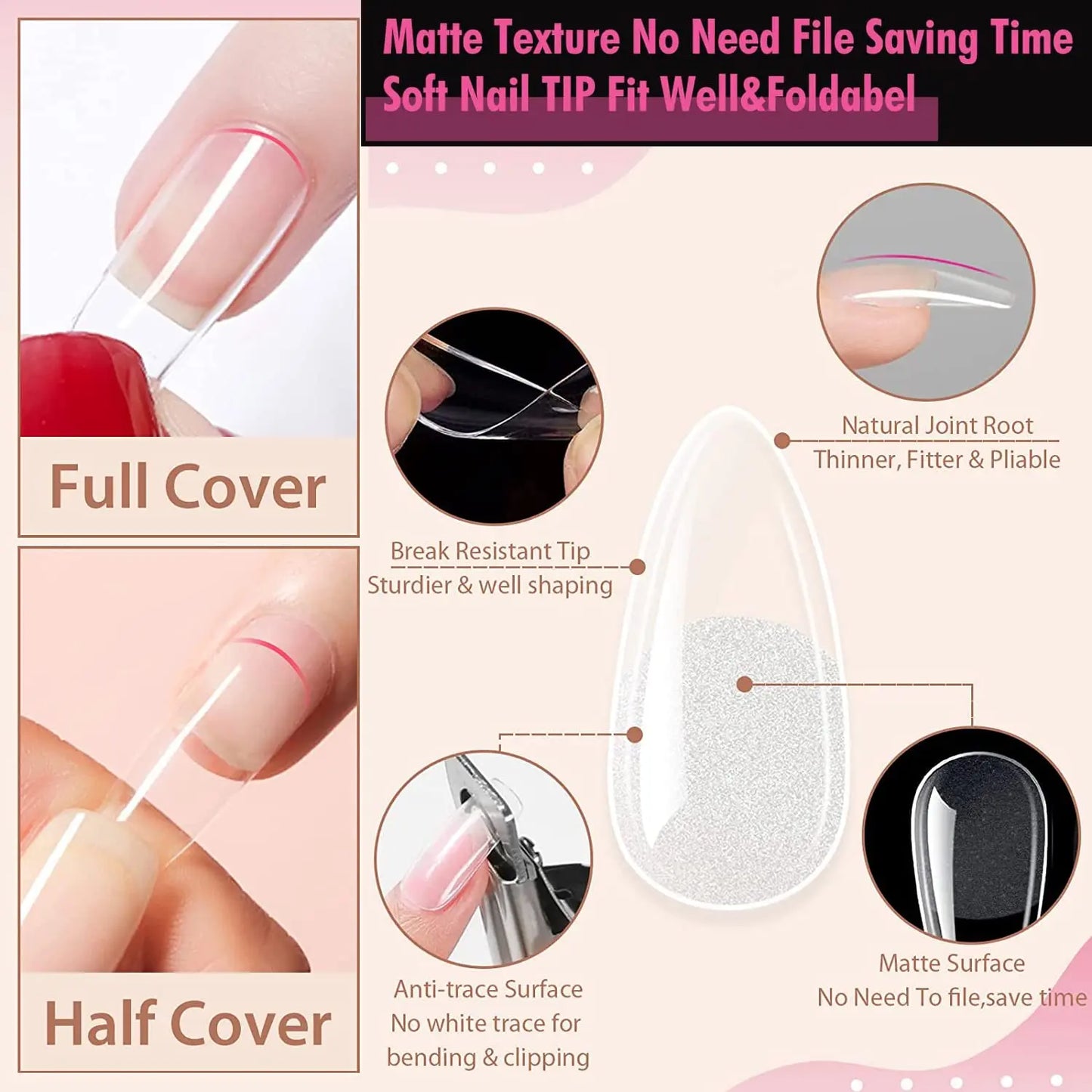 120Pcs Full Cover Press On Nail Tips