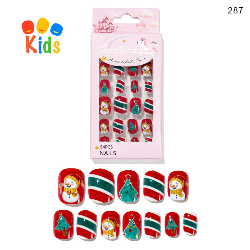 Mini Press On Nails For Kids 24Pcs-12Size