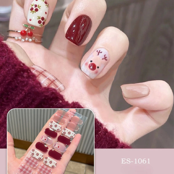 2026 New Christmas Gel Nail Sticker Lighting Harden Semi-Curing Nail Sticker