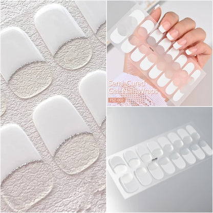 French White Edge Semi-Cured Gel Nail sticker