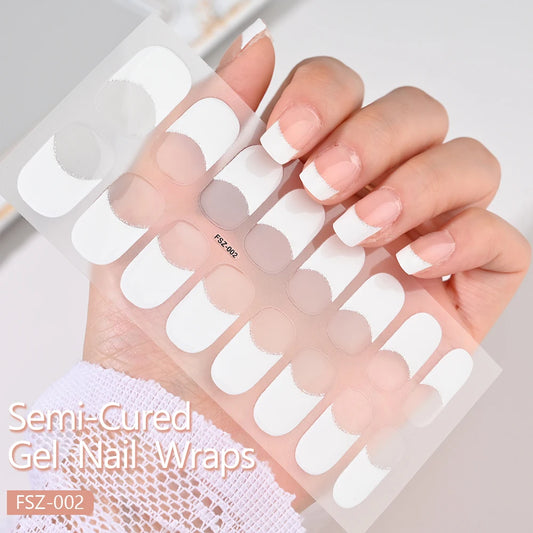 French White Edge Semi-Cured Gel Nail sticker kit