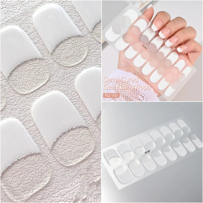 French White Edge Semi-Cured Gel Nail Wrap