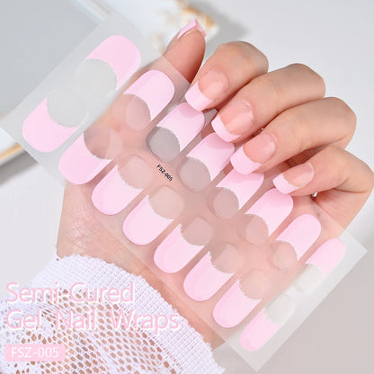 French White Edge Semi-Cured Gel Nail sticker kit