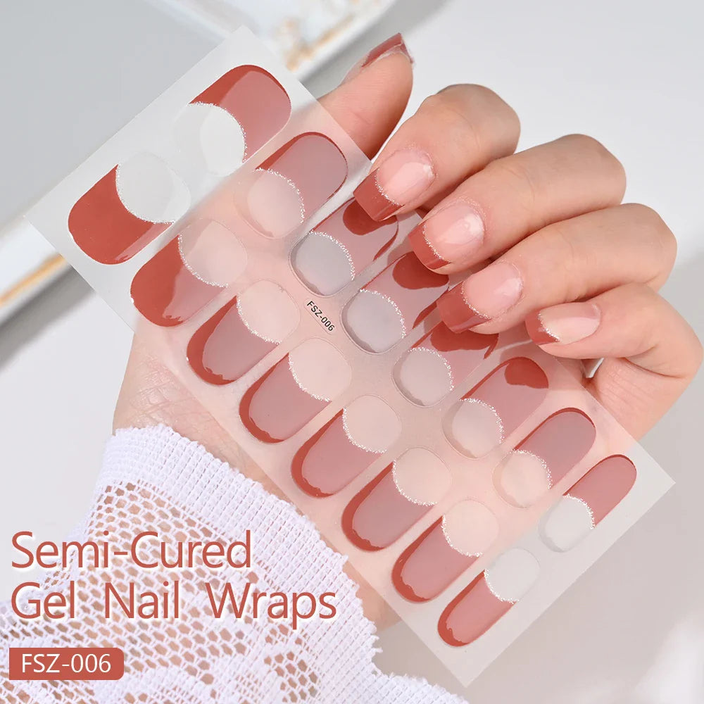 French White Edge Semi-Cured Gel Nail Wrap