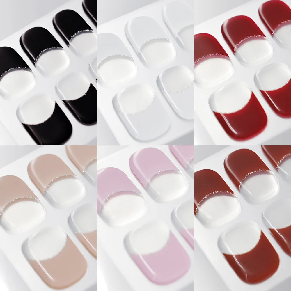 French White Edge Semi-Cured Gel Nail sticker kit