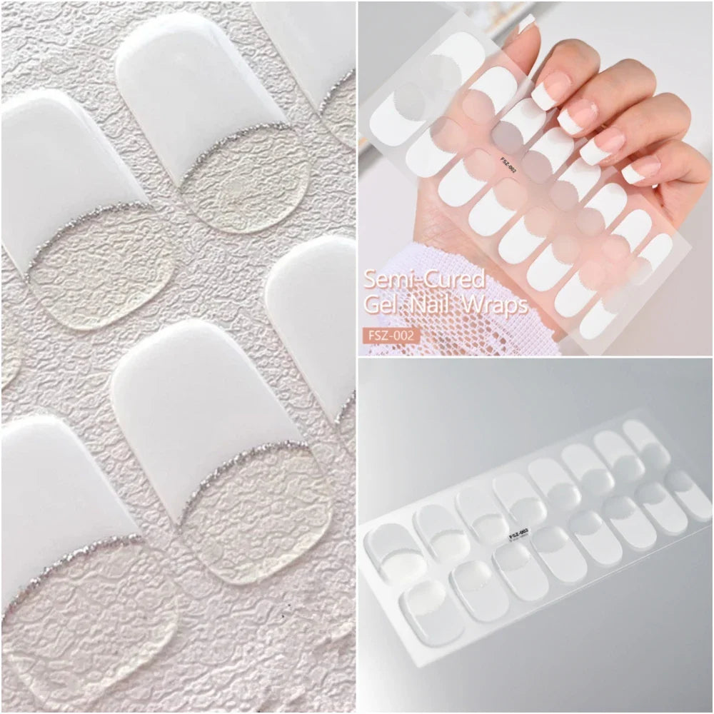 French White Edge Semi-Cured Gel Nail Wrap