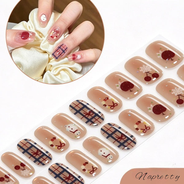 2026 New Christmas Gel Nail Sticker Lighting Harden Semi-Curing Nail Sticker