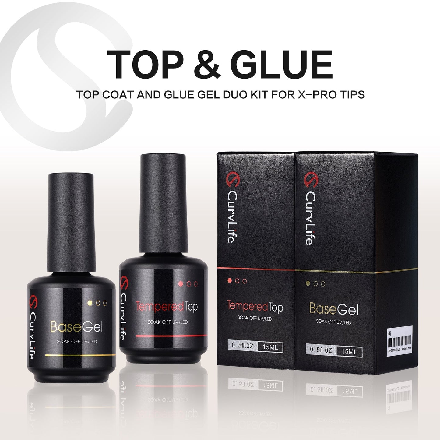 15ml No Wipe Gel Top Coat and Base Coat