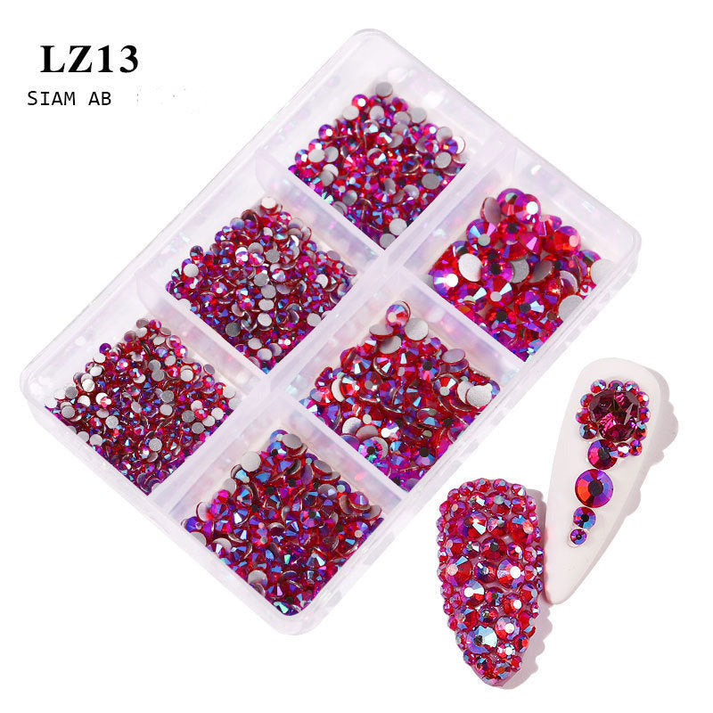 Nail art flat bottom diamond mixed color champagne 6 grid mixed batch nail DIY jewelry sticker diamond nail art jewelry