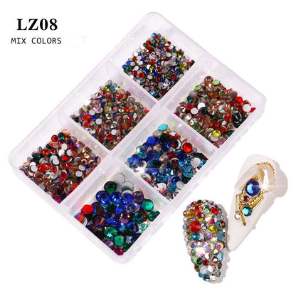 Nail art flat bottom diamond mixed color champagne 6 grid mixed batch nail DIY jewelry sticker diamond nail art jewelry