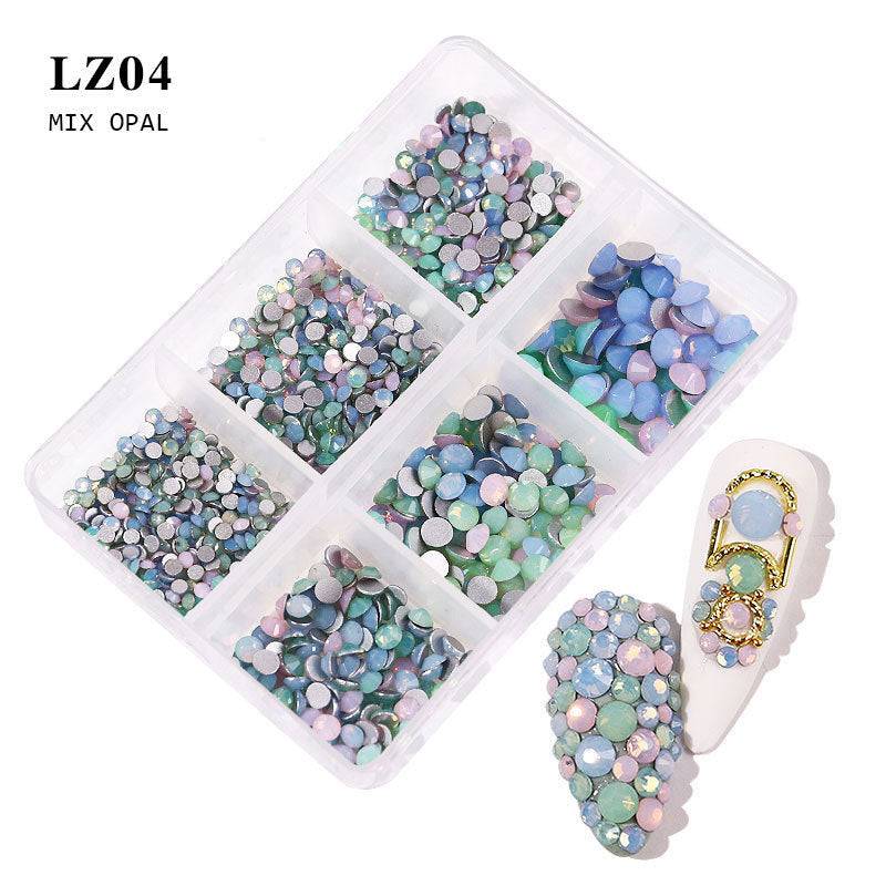 Nail art flat bottom diamond mixed color champagne 6 grid mixed batch nail DIY jewelry sticker diamond nail art jewelry