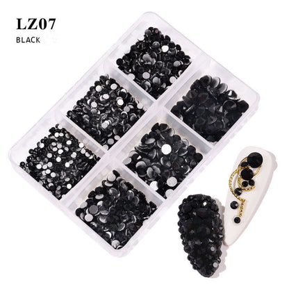 Nail art flat bottom diamond mixed color champagne 6 grid mixed batch nail DIY jewelry sticker diamond nail art jewelry