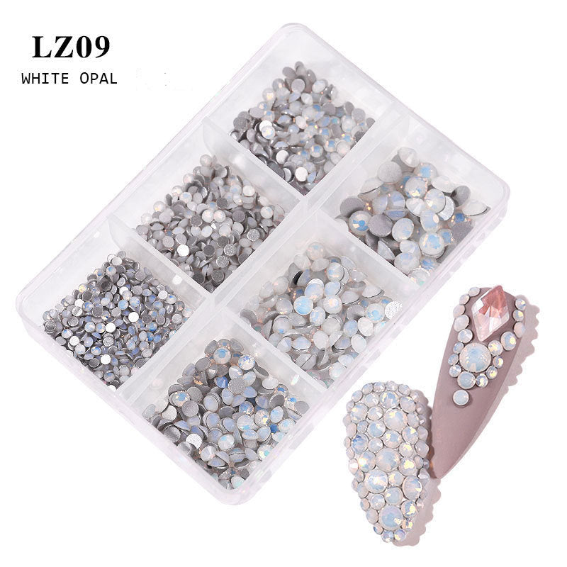 Nail art flat bottom diamond mixed color champagne 6 grid mixed batch nail DIY jewelry sticker diamond nail art jewelry