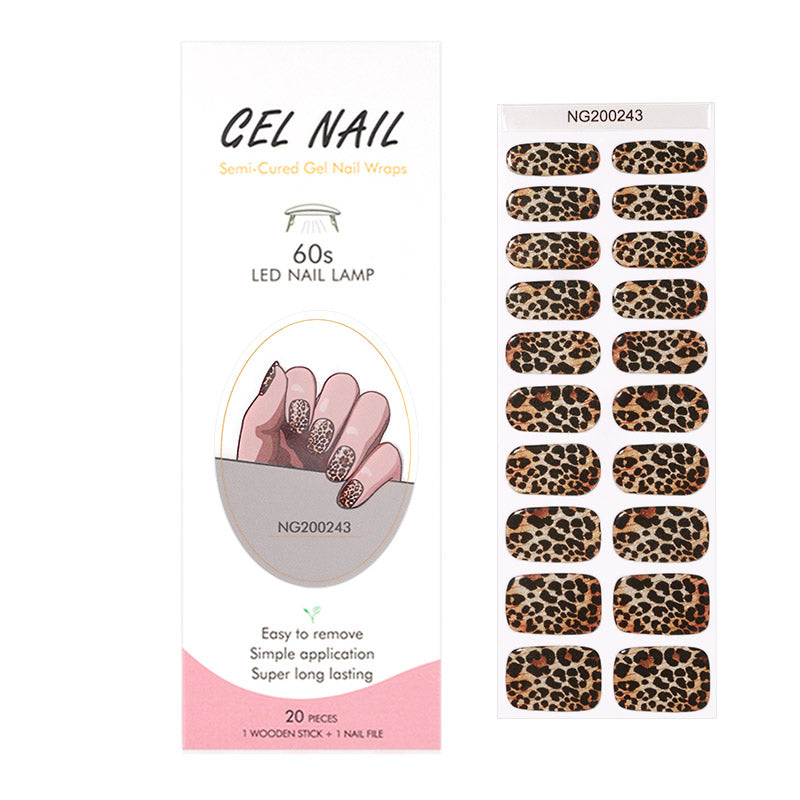 Semicured UV gel nail sticker kit Pure desire leopard print