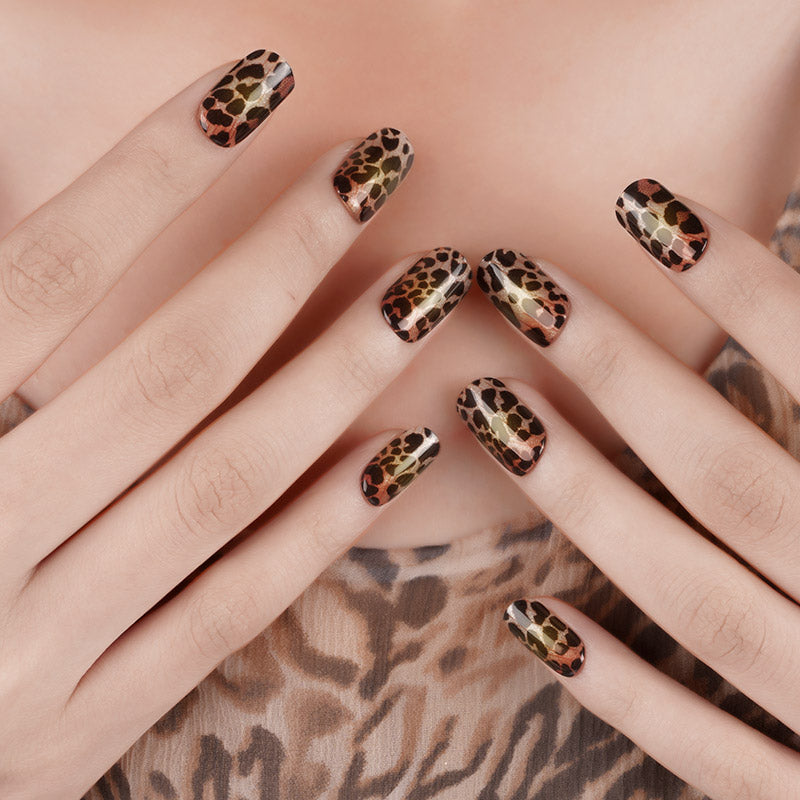 Semicured UV gel nail sticker kit Pure desire leopard print