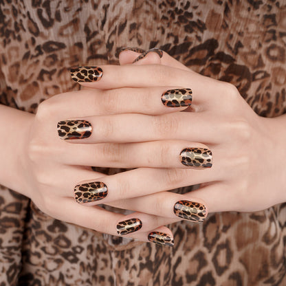 Semicured UV gel nail sticker kit Pure desire leopard print