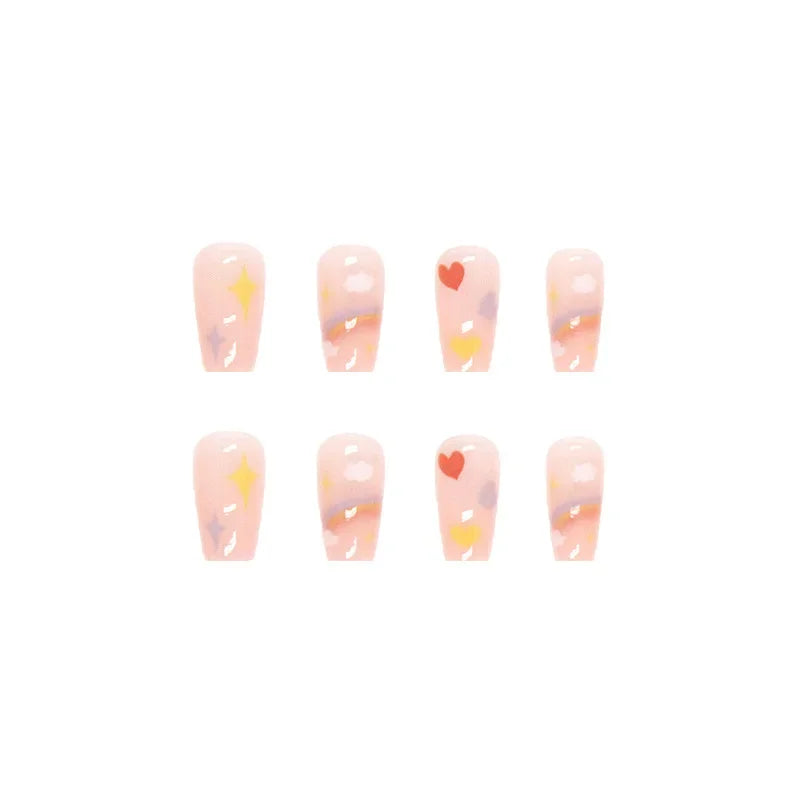 24P Cute Childlike Rainbow Fake Nails