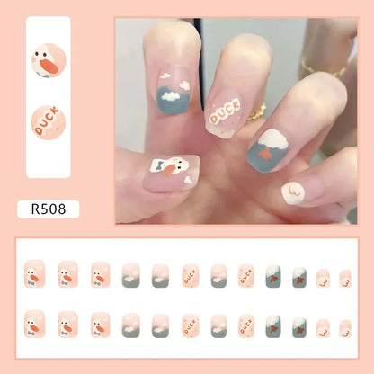 24P Cute Childlike Rainbow Fake Nails