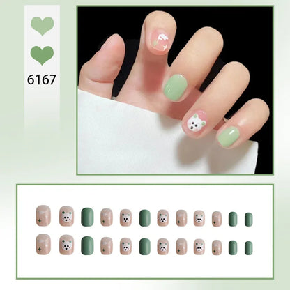 24P Cute Childlike Rainbow Fake Nails