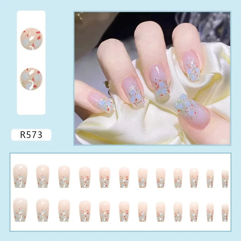 24P Cute Childlike Rainbow Fake Nails