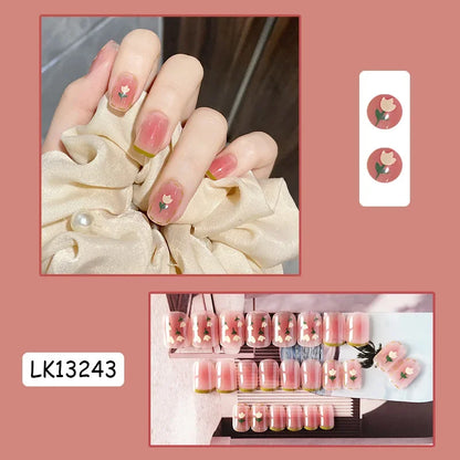 24P Cute Childlike Rainbow Fake Nails