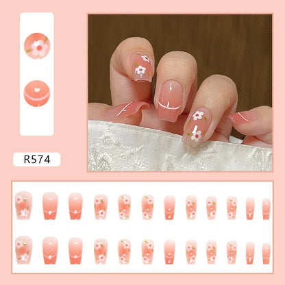 24P Cute Childlike Rainbow Fake Nails