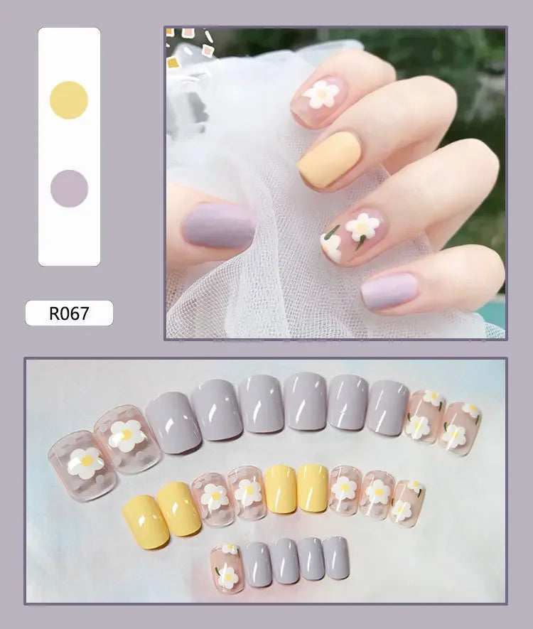 24P Cute Childlike Rainbow Fake Nails