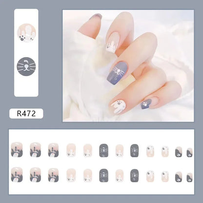 24P Cute Childlike Rainbow Fake Nails