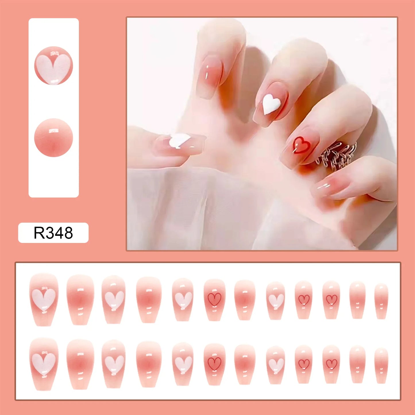 24P Cute Childlike Rainbow Fake Nails