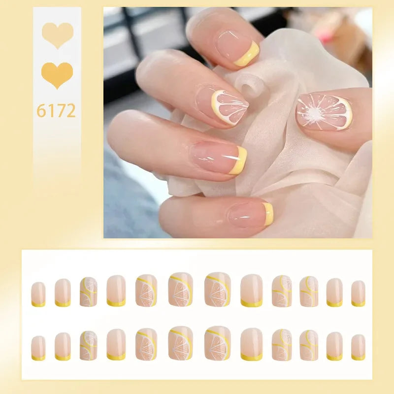 24P Cute Childlike Rainbow Fake Nails