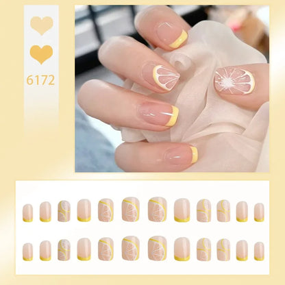 24P Cute Childlike Rainbow Fake Nails