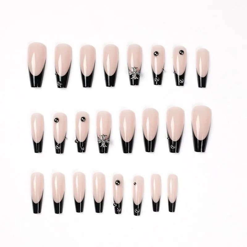 24Pcs Black French Ballet Coffin False Nails