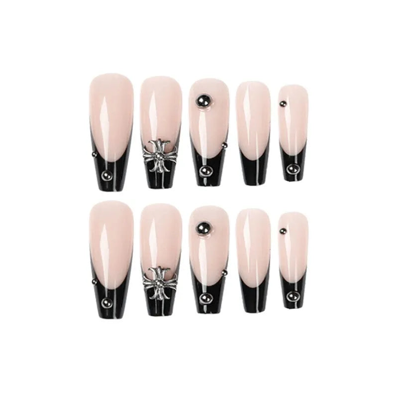 24Pcs Black French Ballet Coffin False Nails