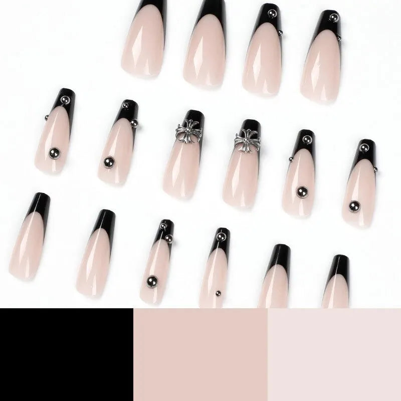 24Pcs Black French Ballet Coffin False Nails