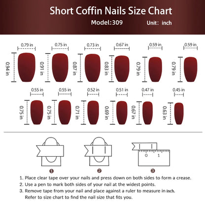 24Pcs Glossy Short Coffin Press On Nails