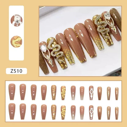 24Pcs Long Coffin False Nails