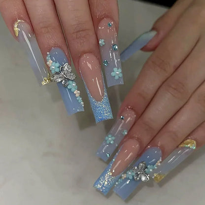 24Pcs Long Square Press on Nails