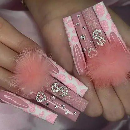 24Pcs Long Square Press on Nails