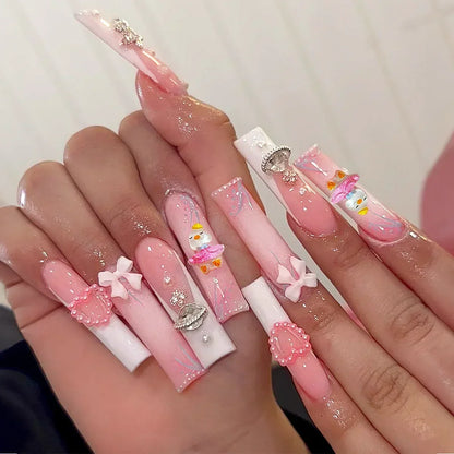 24Pcs Long Square Press on Nails