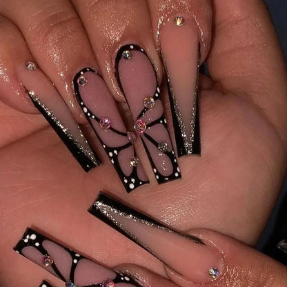 24Pcs Long Square Press on Nails