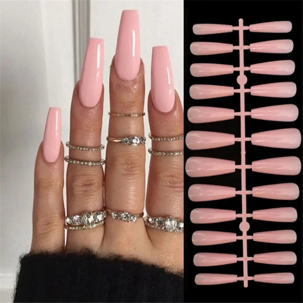 24Pcs Short Square False Nails