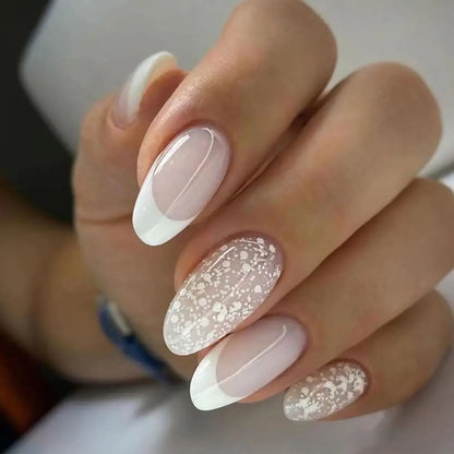 24pcs/Box Fresh Floral Almond False Nails