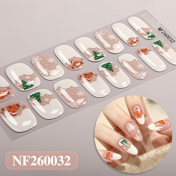 Christmas gel manicure sticker semi-cured