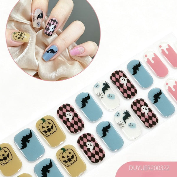 2026 New Christmas Gel Nail Sticker Lighting Harden Semi-Curing Nail Sticker