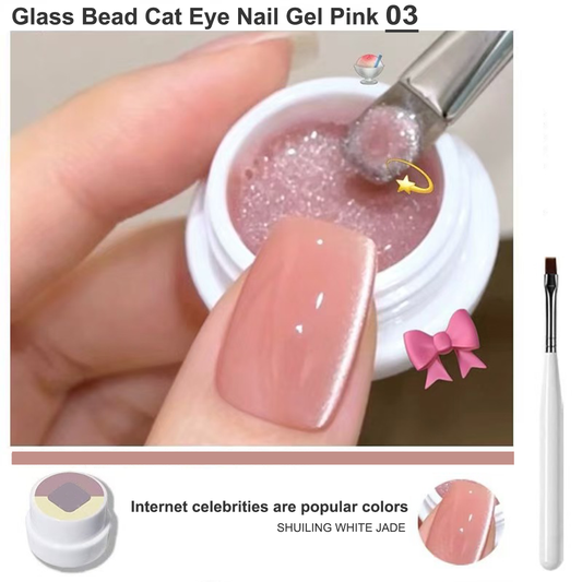 Glass Bead Cat Eye Nail Gel Pink 03