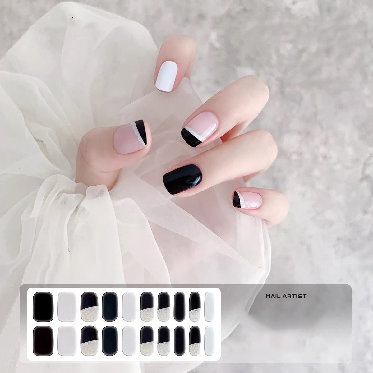 French White Edge Semi-Cured Gel Nail Wrap